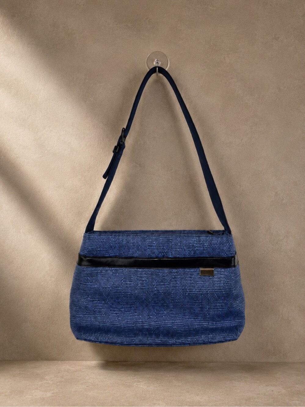 Tommy Hilfiger Y2K Blue Textured Shoulder Bag Baguette Purse